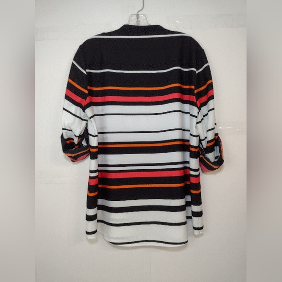 Calvin Klain Women's Striped Button-Up Blouse Size (L) - Picture 3 of 13